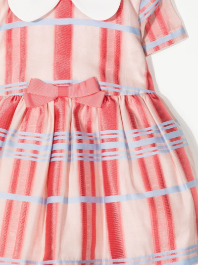 Hucklebones London Striped Flared Short-sleeved Dress In Pink