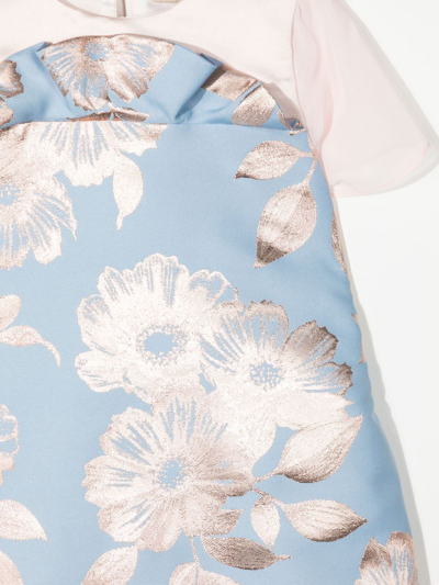 Shop Hucklebones London Floral Print Bow Detail Dress In Blue