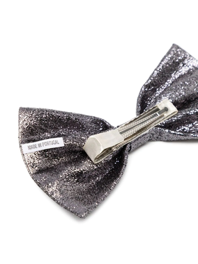 Shop Hucklebones London Glitter-detail Bow Hair Clip In Grey