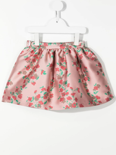 Shop Hucklebones London Gathered Floral-print Skirt In Pink