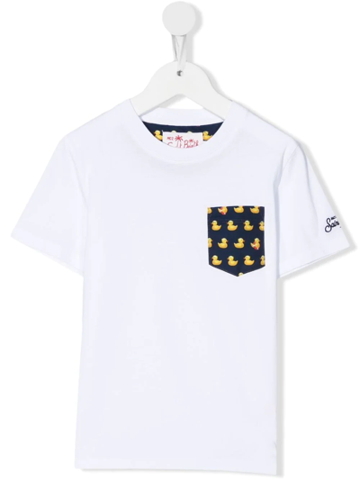 Shop Mc2 Saint Barth Kea Duck-print Cotton T-shirt In White
