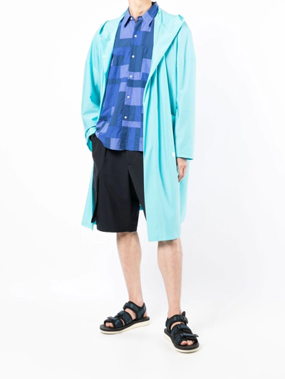 Shop Fumito Ganryu Single-breasted Rain Coat In Blue