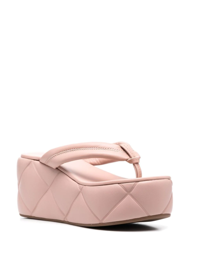 Le Silla Square Quilted Platform Sandals In Pink