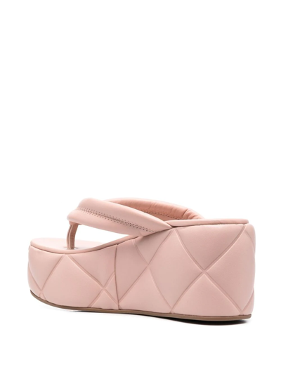 Le Silla Square Quilted Platform Sandals In Pink
