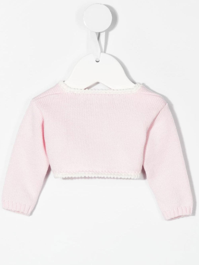Shop La Stupenderia Knitted Cotton Cardigan In Pink