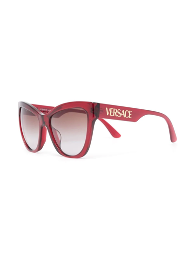 Shop Versace Cat-eye Frame Sunglasses In Red