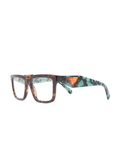 Shop Prada Square-frame Glasses In Brown