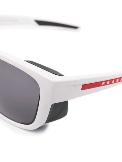 Shop Prada Logo-arm Detail Sunglasses In White