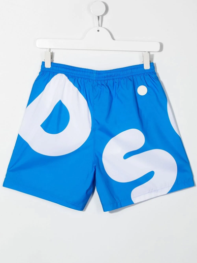 Shop Gcds Teen Logo-print Swim Shorts In Blue