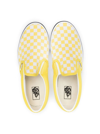 Vans checkerboard slides yellow sale