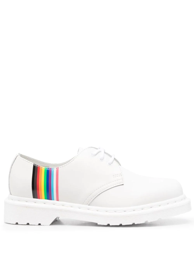 Shop Dr. Martens' Rainbow Stripe-print Lace-up Oxfords In White