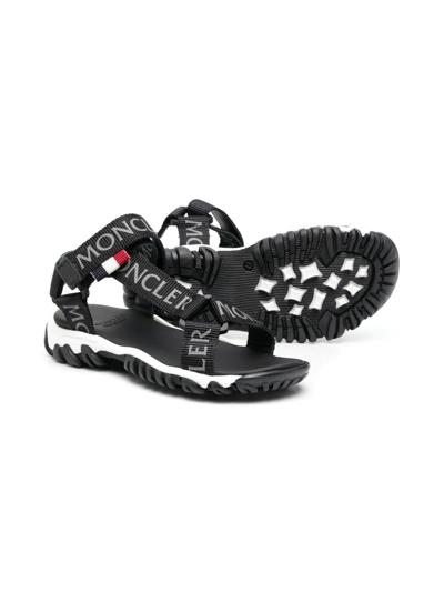 Shop Moncler Logo-print Strap Sandals In Black