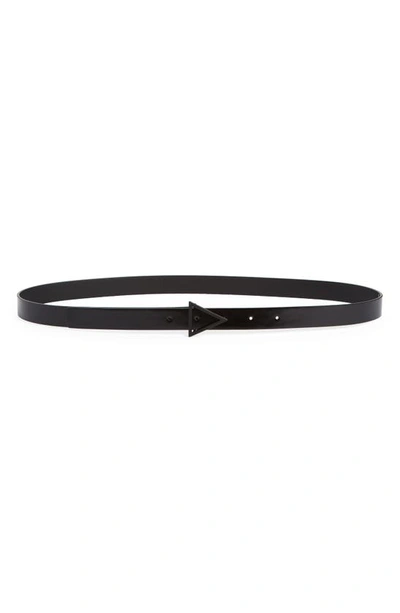 Shop Bottega Veneta Triangle Buckle Leather Belt In Black-black G-go