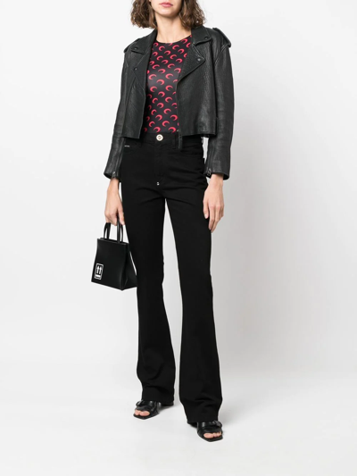 Philipp Plein Crystal-trimmed Flared Tuxedo Trousers In Schwarz