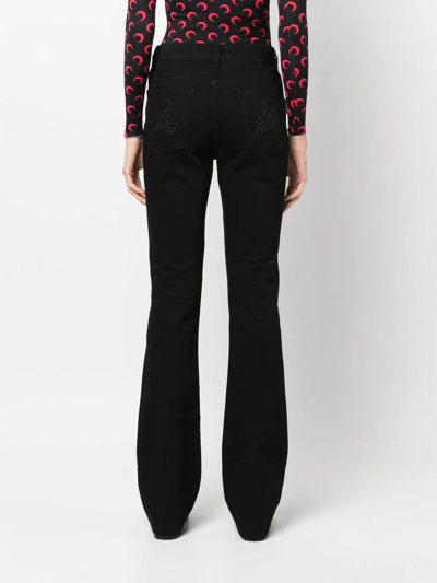 Philipp Plein Crystal-trimmed Flared Tuxedo Trousers In Schwarz