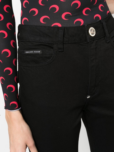 Philipp Plein Crystal-trimmed Flared Tuxedo Trousers In Schwarz