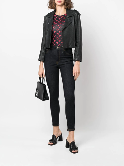 Philipp Plein Skull Embroidered Logo Skinny Jeans In Blau