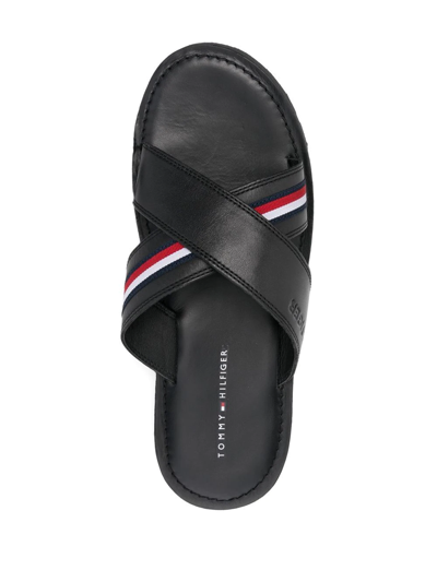 Shop Tommy Hilfiger Crossover-strap Sandals In Schwarz