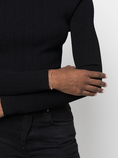 Saint Laurent Cassandre Heart Charm Bracelet In Gold