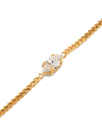 Shop Saint Laurent Crystal-charm Bracelet In Gold