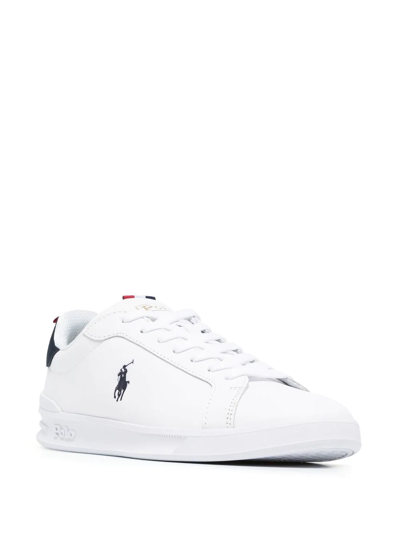 Polo Ralph Lauren White And Blue Leather Sneaker With Logo In Weiss