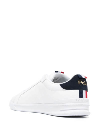 Polo Ralph Lauren White And Blue Leather Sneaker With Logo In Weiss