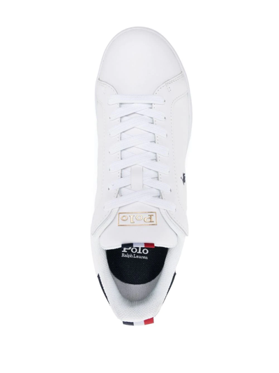 Polo Ralph Lauren White And Blue Leather Sneaker With Logo In Weiss