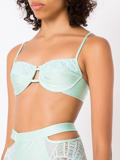 Shop Martha Medeiros Camila Crochet-panel Bikini Top In Green