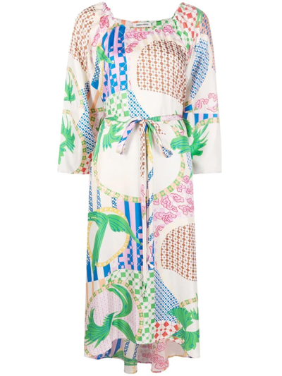 Shop Henrik Vibskov Birds Print Midi Dress In Neutrals