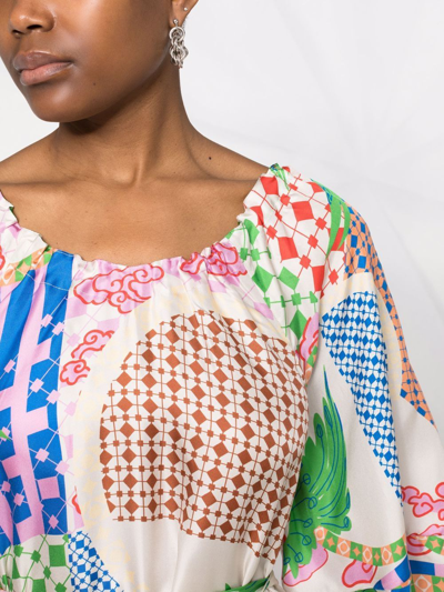 Henrik Vibskov Birds Print Midi Dress In Neutrals