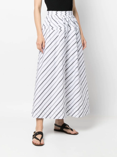 Shop Tory Burch High-waist Striped Midi Skirt In Weiss