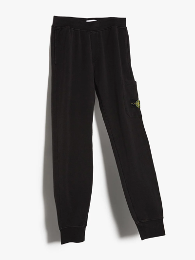 Shop Stone Island Junior Teen Compass-patch Track Pants In Black
