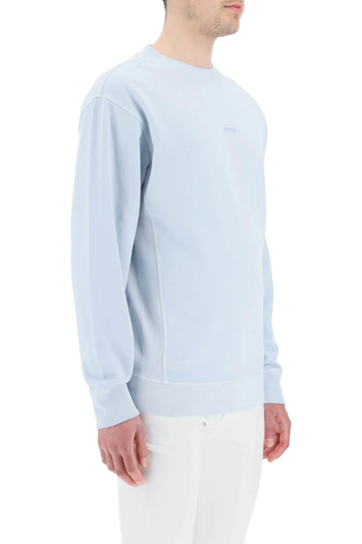 Shop Hugo Boss Responsible Fashion Sweatshirt In Light Blue