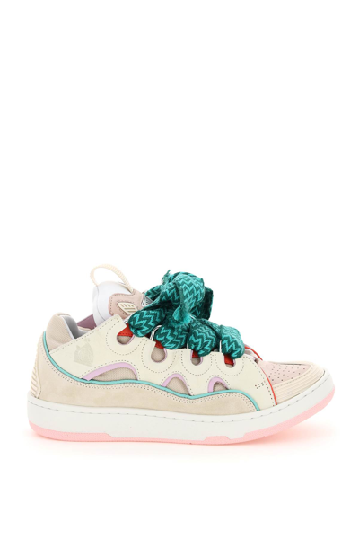 Shop Lanvin Curb Sneakers In Green,pink,beige