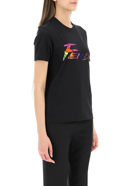 Shop Fendi Brush' T-shirt In Black