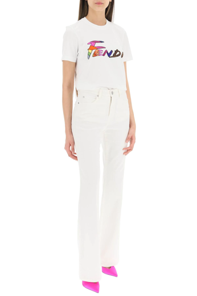 Shop Fendi Brush' T-shirt In White