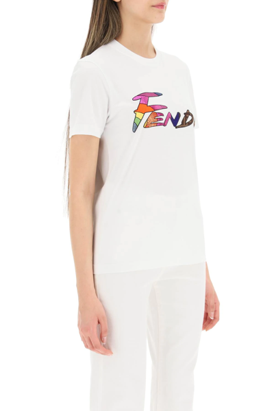 Shop Fendi Brush' T-shirt In White