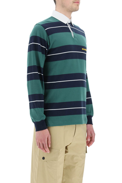 Shop Vtmnts Striped Polo Shirt In Cotton Knit In Blue,white,green