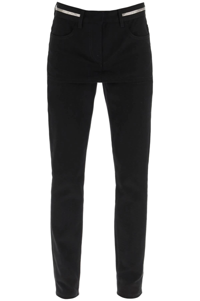 Shop Givenchy Slim Jeans With Mini Skirt Effect In Black