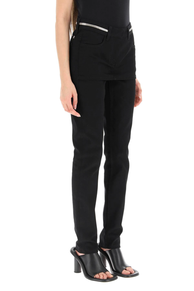Shop Givenchy Slim Jeans With Mini Skirt Effect In Black