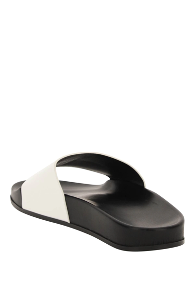 Shop Vetements Logo Leather Slides In White,black