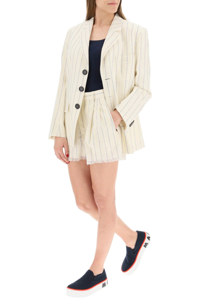 Marni Hip-lenght Single Breasted Buttoned Jacket In White,blue