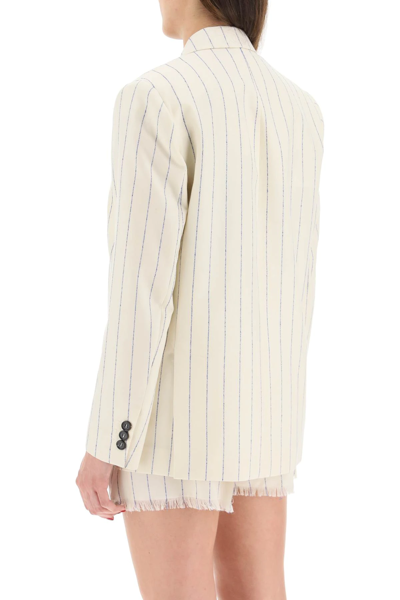 Marni Hip-lenght Single Breasted Buttoned Jacket In White,blue