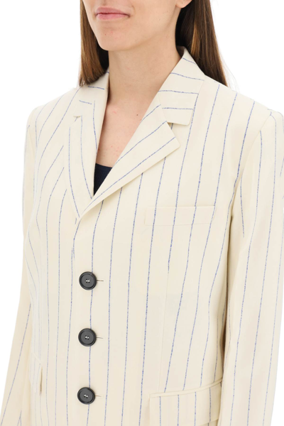 Marni Hip-lenght Single Breasted Buttoned Jacket In White,blue