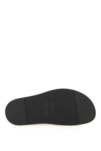 Shop Fendi Rubber Slides With Logo In Black,blue