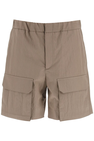 Shop Fendi Cotton Canvas Shorts In Brown