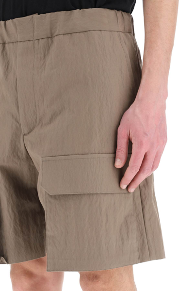 Shop Fendi Cotton Canvas Shorts In Brown