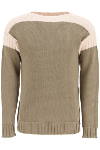 Shop Fendi Two-tone Cotton Cashmere Sweater In Brown,pink