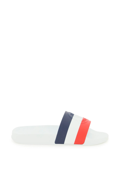 Shop Moncler Jeanne Rubber Slippers In White,red,blue