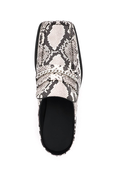 Shop Martine Rose Python Print Leather Loafers Mules In White,black